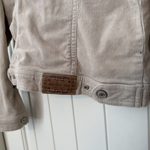 Limited Too Girls XXS Tan Beige Corduroy Button Front Jacket Missing Button - Picture 7 of 10